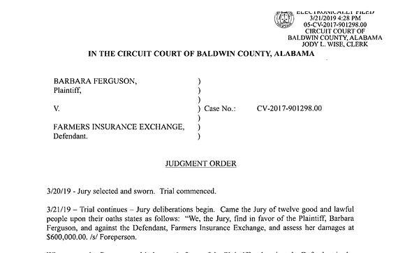 Judgment order document